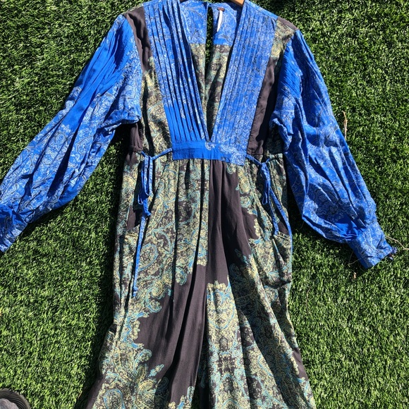 Free People blooming fields blue green jumpsuit - Picture 5 of 10